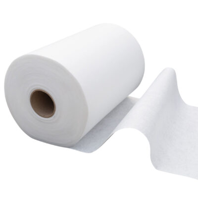 Tessuto non tessuto in poliestere 110 g/m², 35 cm × 50 m – velo di rinforzo per guaine liquide, parzialmente srotolato