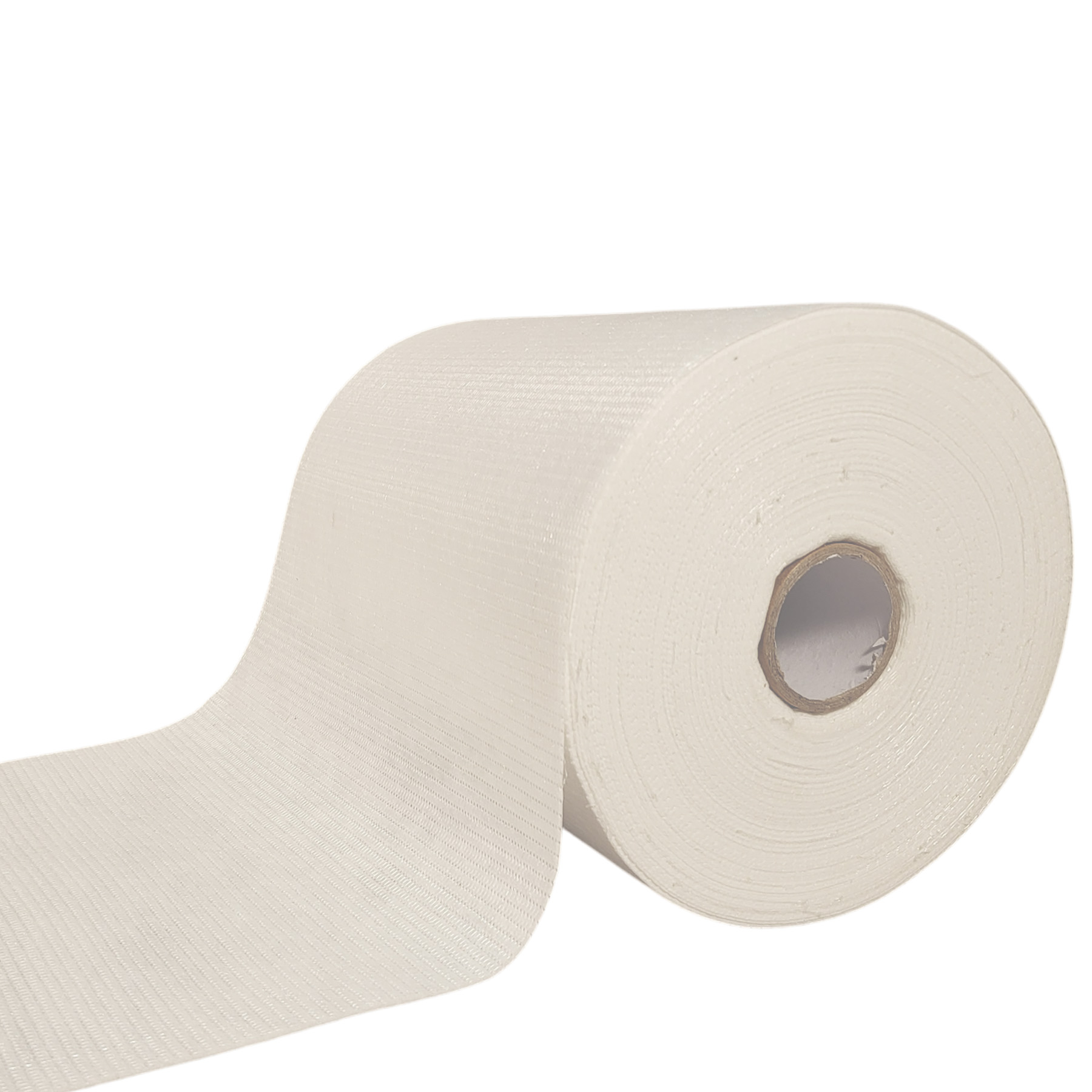 Polyestervlies 120 g/m² – Detailansicht der Vliesstruktur Polyestervlies 120 g/m² – Abrollansicht des Armierungsvlieses für Dachabdichtung