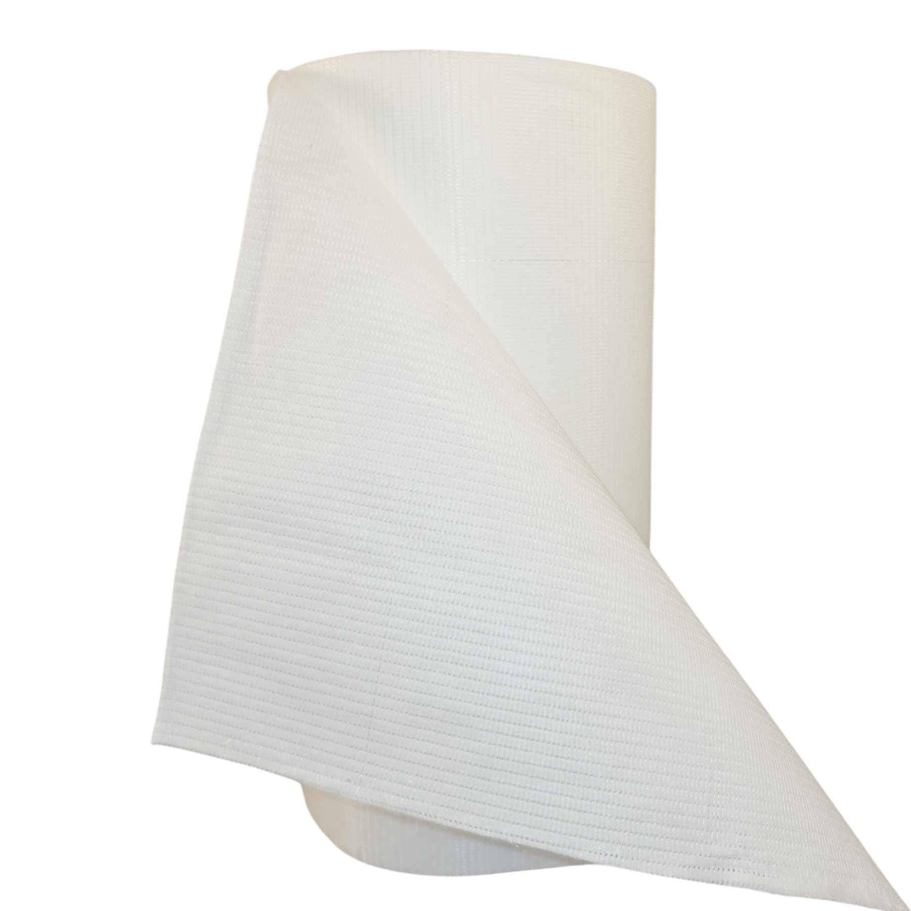 Polyestervlies 120 g/m² – verstärktes Armierungsvlies für Dachabdichtung Polyestervlies 120 g/m² – aufgerichtete Rolle mit verstärktem Vlies für Flüssigabdichtung