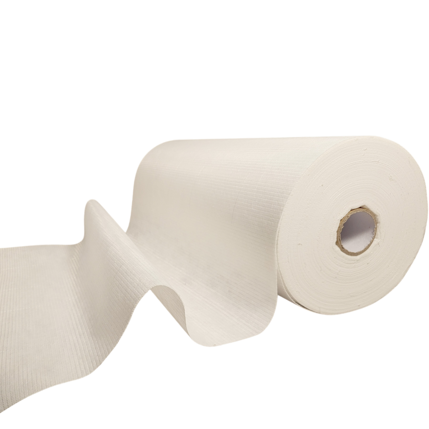 Polyestervlies 120 g/m² – SA Baustoffe Premium Vlies für großflächige Abdichtung Polyestervlies 120 g/m² – schräg aufgenommene Rolle 0,50 × 50 m weiß