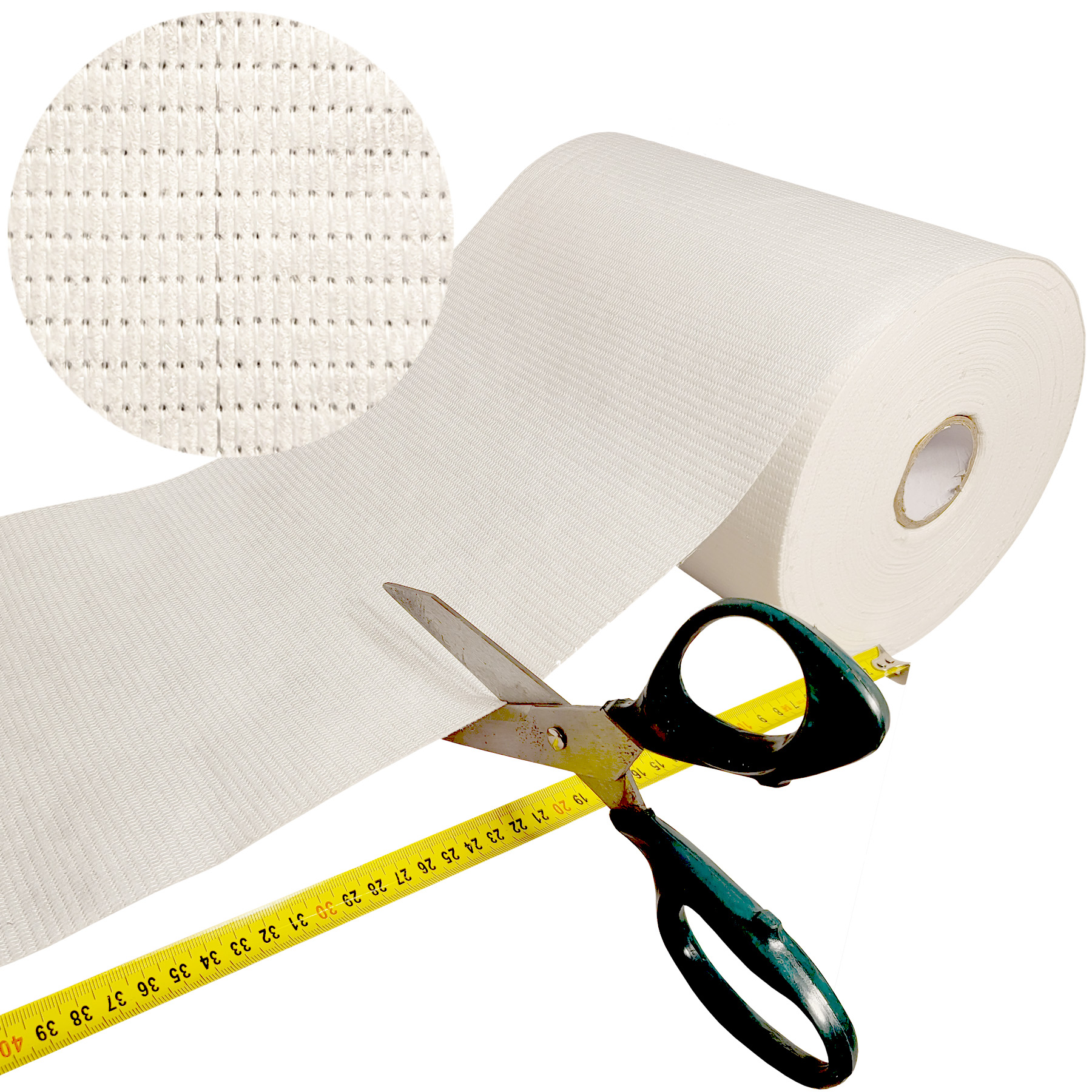 Polyestervlies 120 g/m² Meterware – extra stark und individuell zuschneidbar Polyestervlies 120 g/m² Meterware – Zuschnitt nach Maß mit Schere und Maßband für Dach- und Bauabdichtung